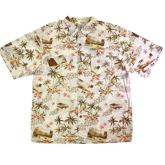 Roundtree & Yorke Men’s Shirt Hawaiian Tropical Button Up Size Large - Picture 2 of 9